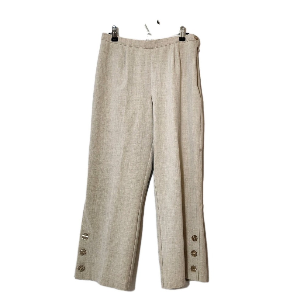 Tribal Stretch Cropped Pants Capri Womens Sz 4 Beige Button Career Grandma core